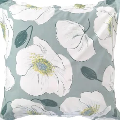 Linnea Taie d'oreiller 65x65 cm percale de coton ADÈLE vert céladon