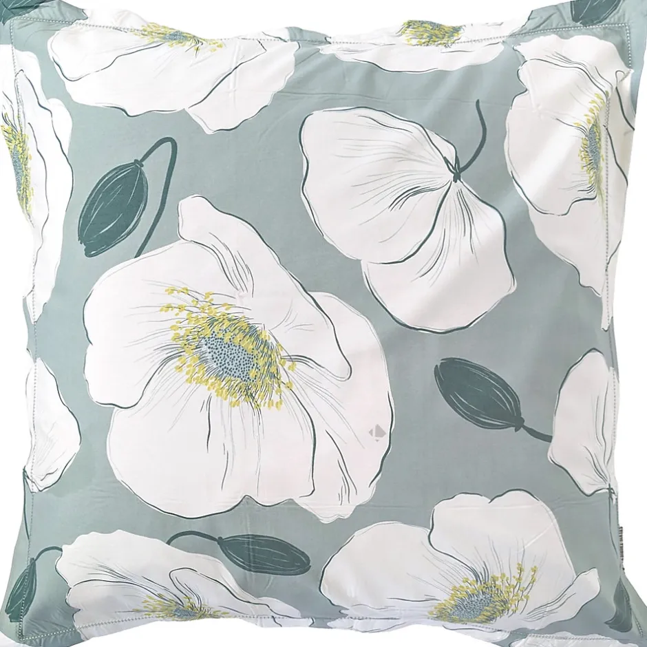 Linnea Taie d'oreiller 65x65 cm percale de coton ADÈLE vert céladon