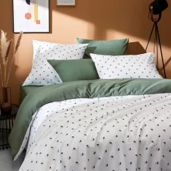 Linnea Taie d'oreiller 70x50 cm percale coton ALEX vert Kaki Best