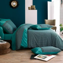 Linnea Taie d'oreiller 65x65 cm percale de coton GUSTAV vert Emeraude