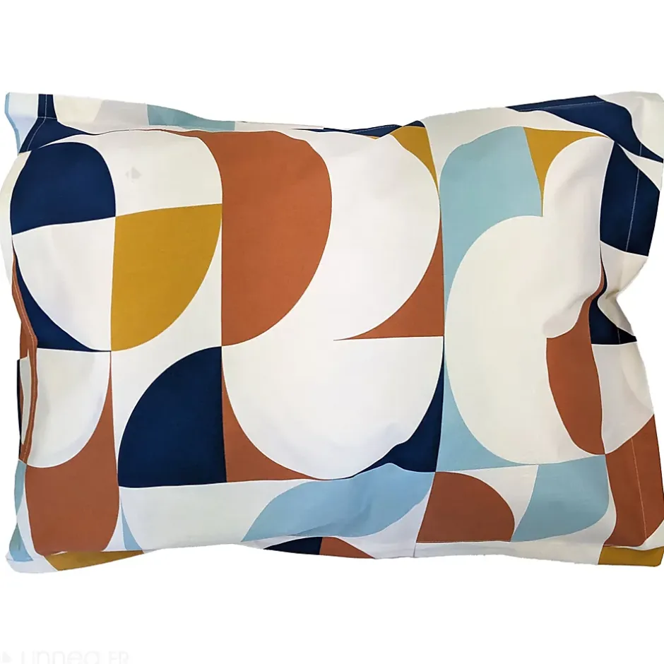 Linnea Taie d'oreiller 50x70 cm percale de coton MODULO bleu cobalt
