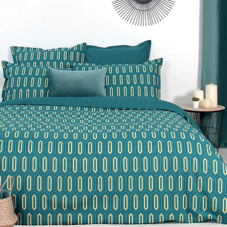 Linnea Taie d'oreiller 50x70 cm percale de coton PAST Bleu Canard Outlet
