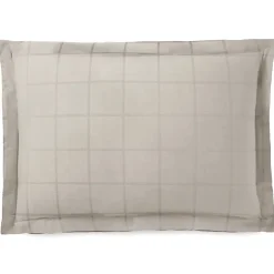 Linnea Taie d'oreiller 50x70 cm satin CONCERTO carreaux beige Lin Online