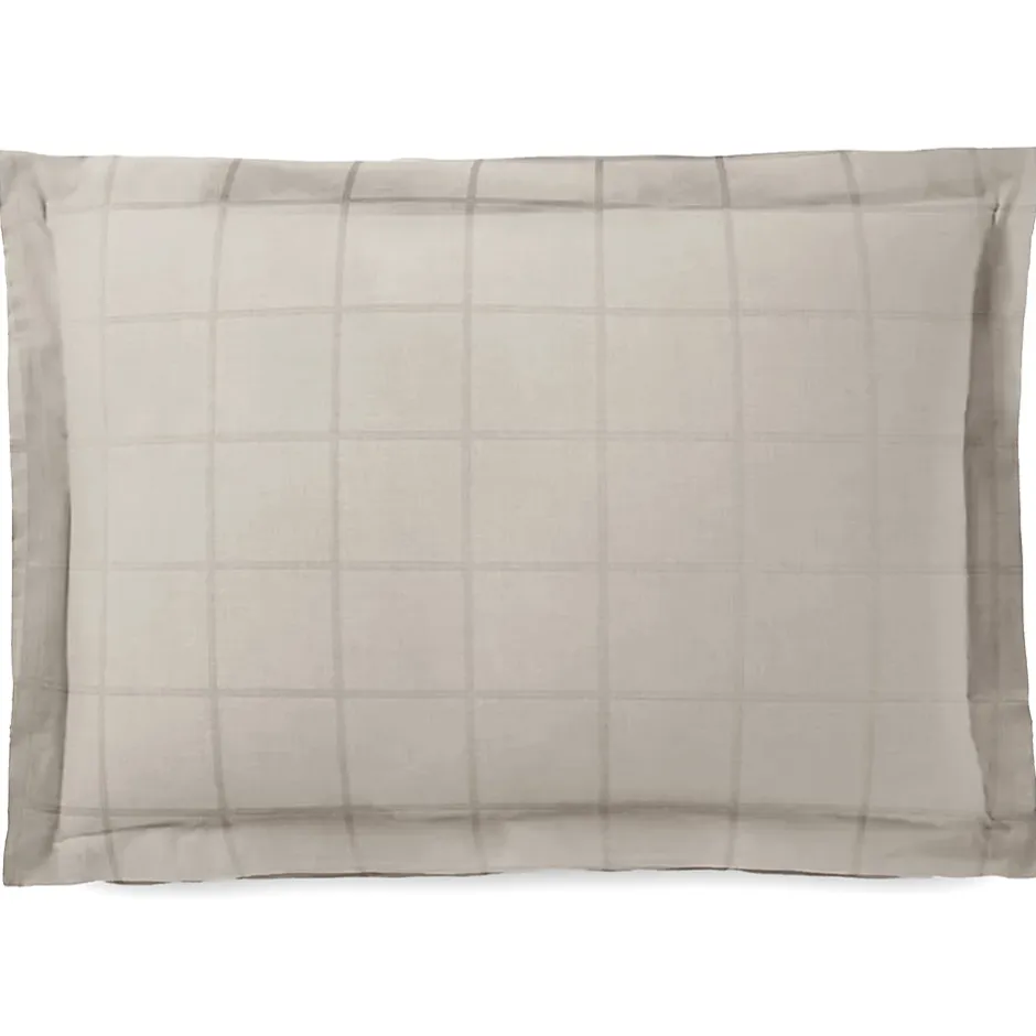 Linnea Taie d'oreiller 50x70 cm satin CONCERTO carreaux beige Lin Online