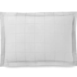 Linnea Taie d'oreiller 50x70 cm satin CONCERTO carreaux blanc Neige New