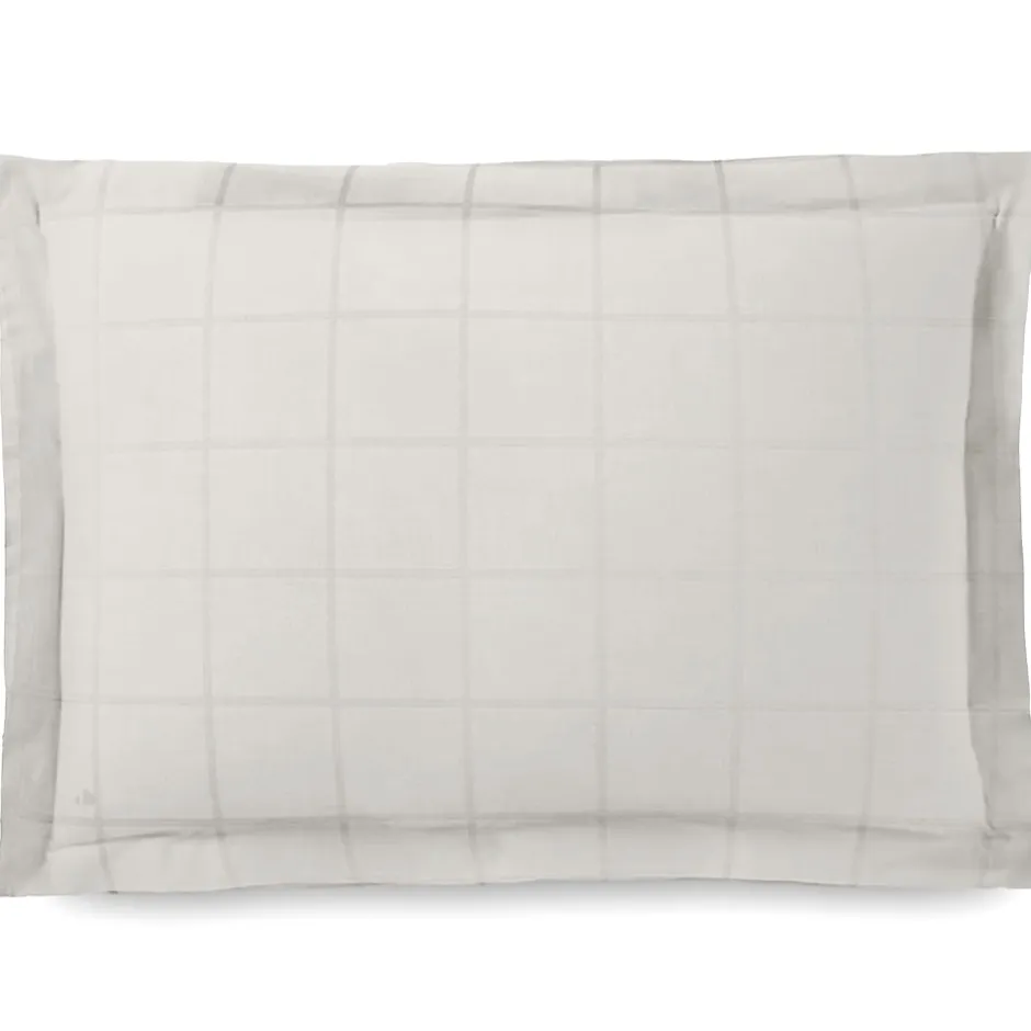 Linnea Taie d'oreiller 50x70 cm satin CONCERTO carreaux beige Craie Discount