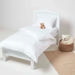 Homescapes Taies d'oreiller enfant blanc satin rayé en coton égyptien 330 fils, 40x60 cm, lot de 2 - Clearance