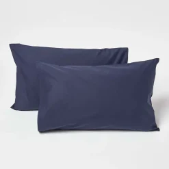 Homescapes Taies d'oreiller enfant bleu marine 100% coton égyptien 200 fils, 40x60 cm, lot de 2 - Outlet