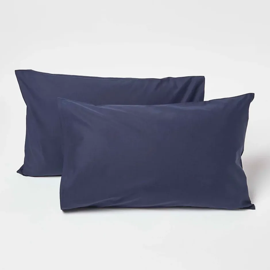 Homescapes Taies d'oreiller enfant bleu marine 100% coton égyptien 200 fils, 40x60 cm, lot de 2 - Outlet