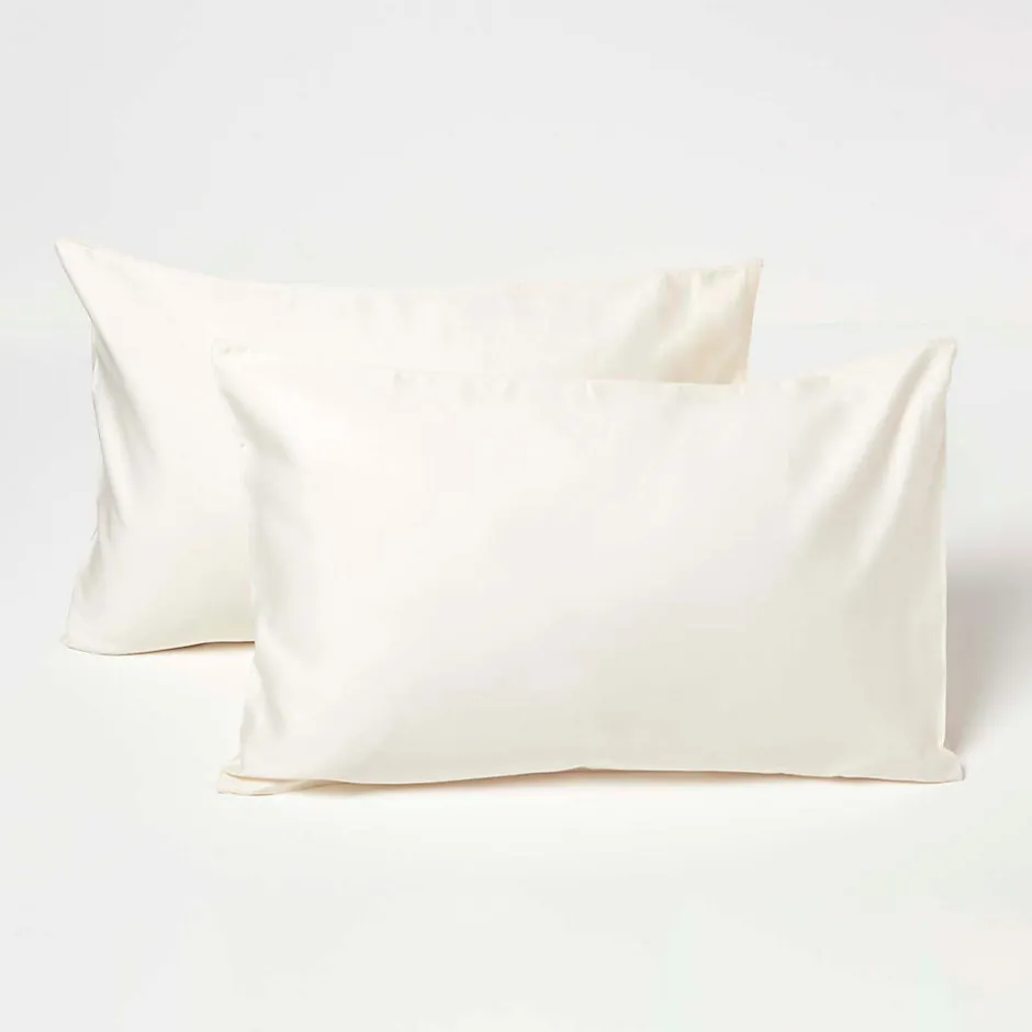 Homescapes Taies d'oreiller enfant ivoire en coton égyptien bio 400 fils, 40x60 cm, lot de 2 -