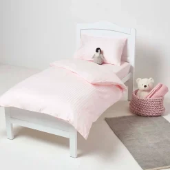 Homescapes Taies d'oreiller enfant rose satin rayé en coton égyptien 330 fils, 40x60 cm, lot de 2 - Outlet