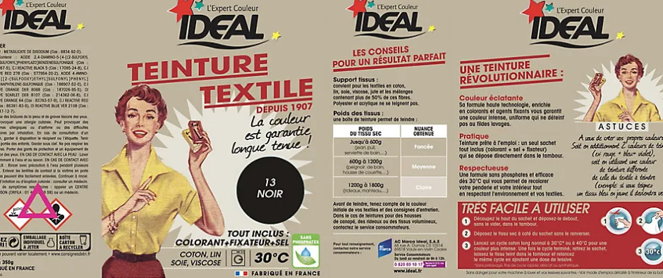 Ideal Teinture textile vintage noir Idéal 350g Clearance