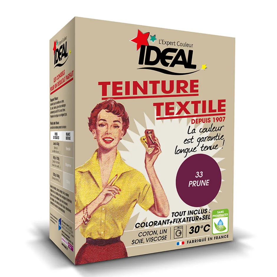 Ideal Teinture textile vintage prune Idéal 350g