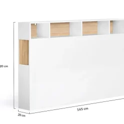Nature Pro Tete de Lit Rangement Bois Blanc + Etagere Chambre Sale