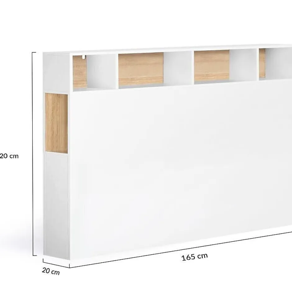 Nature Pro Tete de Lit Rangement Bois Blanc + Etagere Chambre Sale