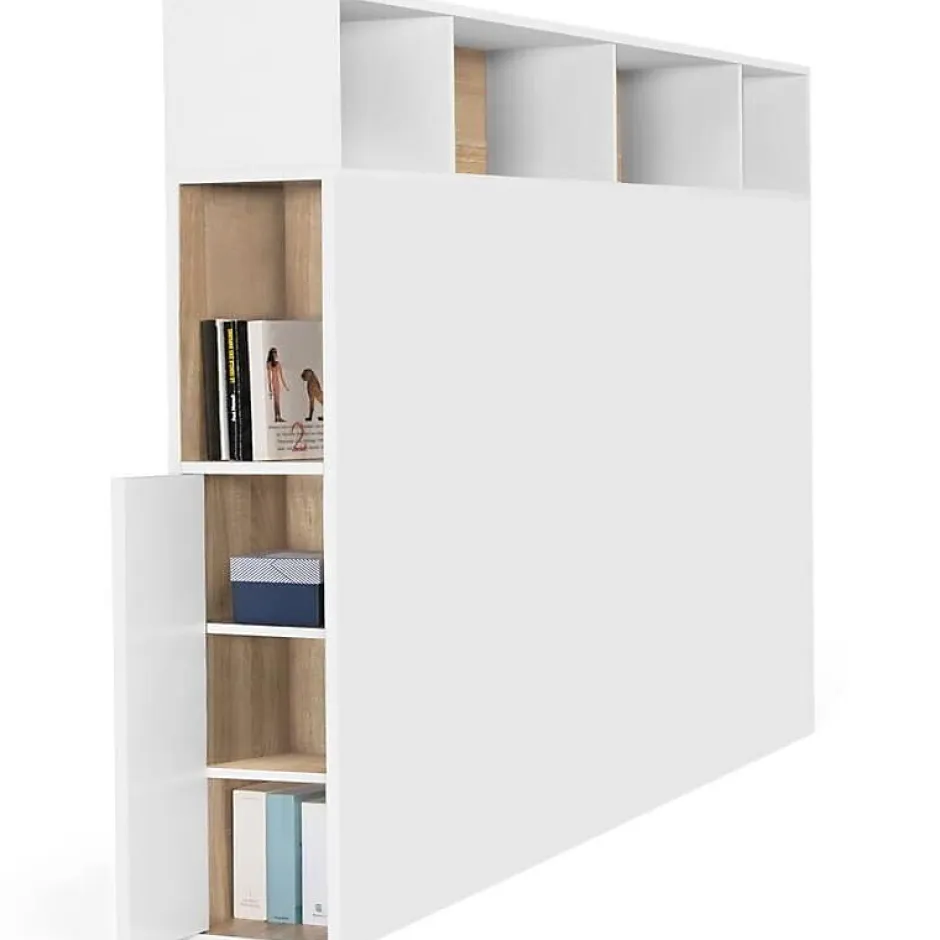 Nature Pro Tete de Lit Rangement Bois Blanc + Etagere Chambre Sale