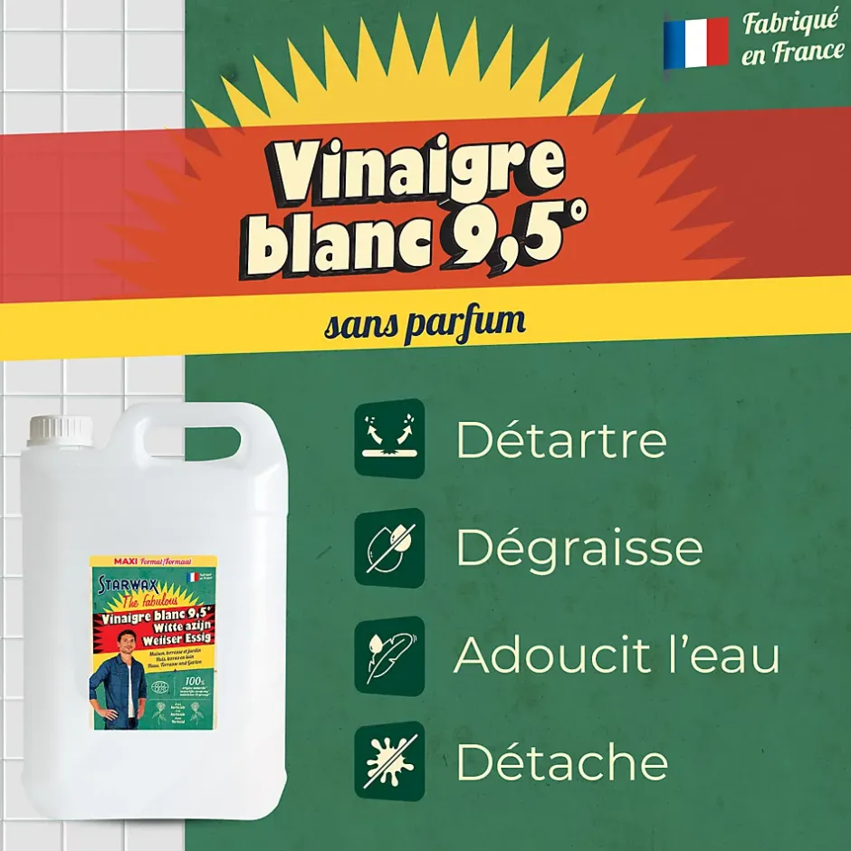 Starwax The fabulous Vinaigre 9,5° blanc 6L Outlet