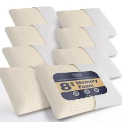 The White Stone Lot de 8 Oreillers en Mousse à Mémoire de Forme 40 x 70 cm, Hauteur 11 cm Discount