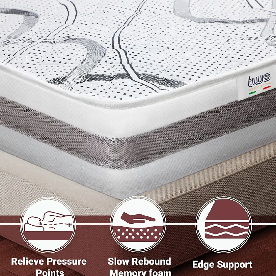The White Stone Matelas en Mousse à Mémoire de Forme 115x185 cm Hauteur 27 cm New