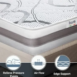 The White Stone Matelas en Mousse à Mémoire de Forme 135x205 cm Hauteur 22 cm