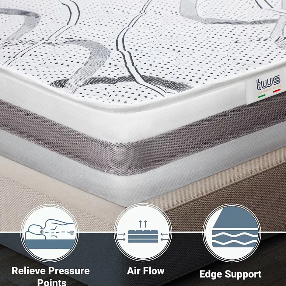 The White Stone Matelas en Mousse à Mémoire de Forme 140x190 cm Hauteur 22 cm Discount