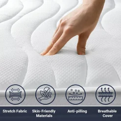 The White Stone Matelas 160x210 cm en Mousse Antibactérien Hot