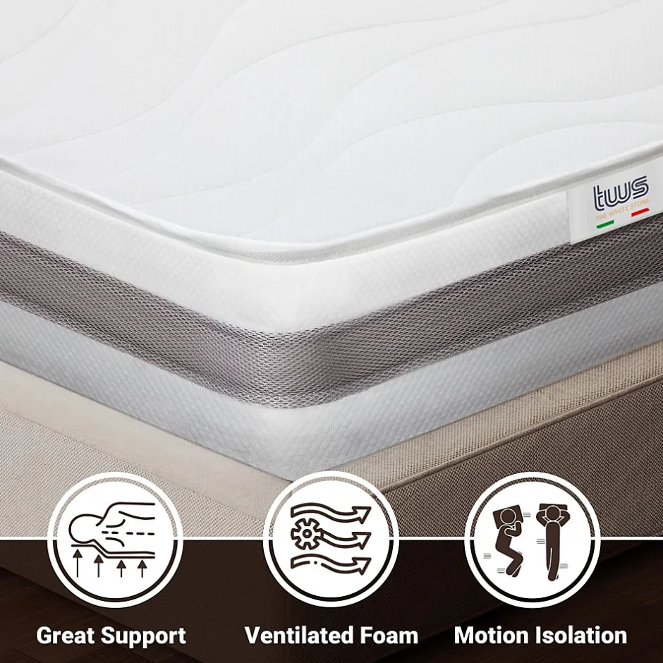 The White Stone Matelas 200x220 cm en Mousse Antibactérien