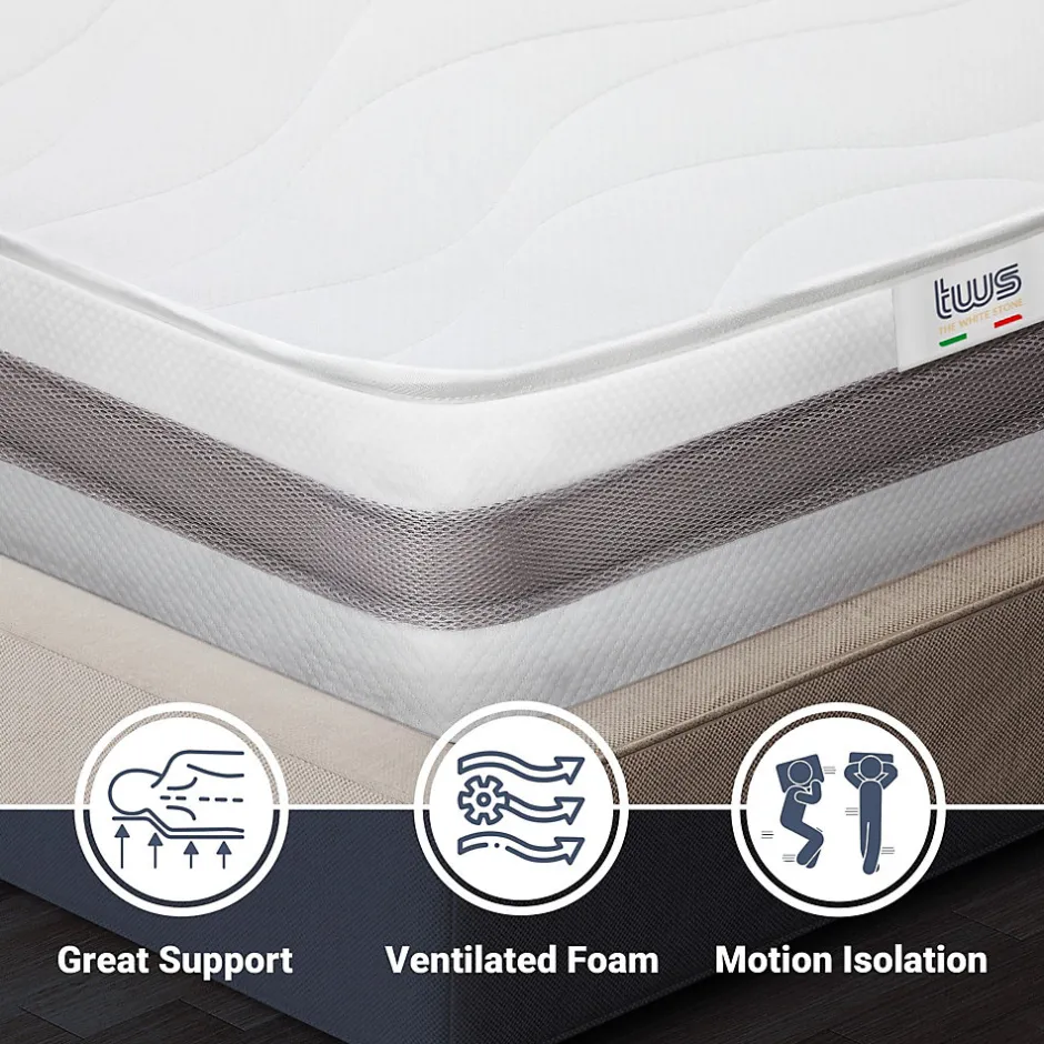 The White Stone Matelas 90x200 cm en Mousse Antibactérien