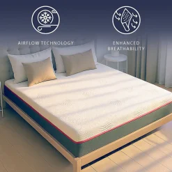 The White Stone Matelas 90x190 en Mousse à Mémoire Breeze et Ressorts Ensachés, Hauteur 30 cm