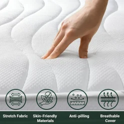 The White Stone Matelas 125x220 cm en Mousse Antibactérien