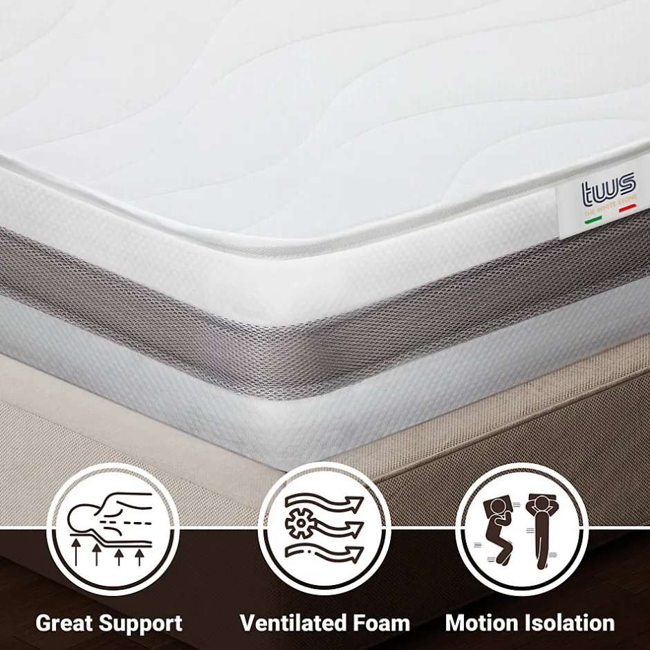 The White Stone Matelas 115x175 cm en Mousse Antibactérien