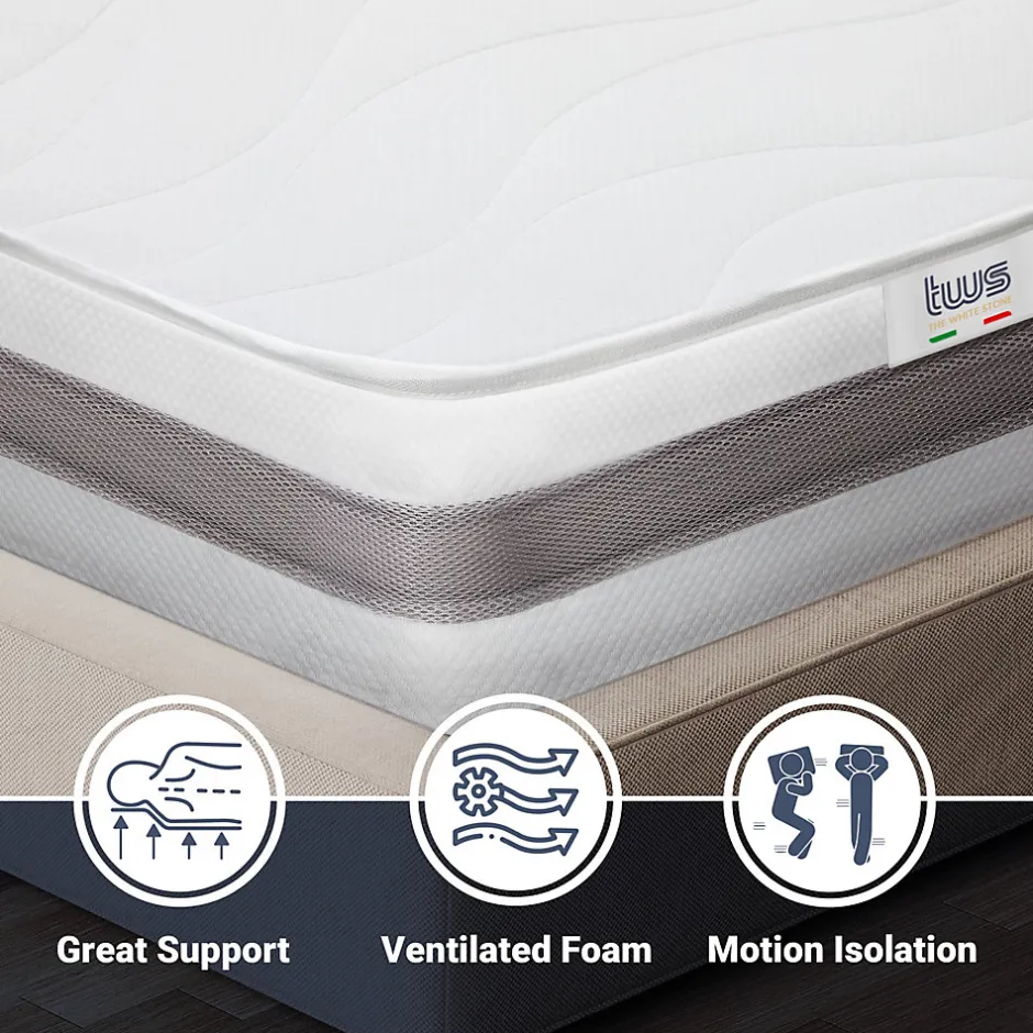 The White Stone Matelas 155x205 cm en Mousse Antibactérien New