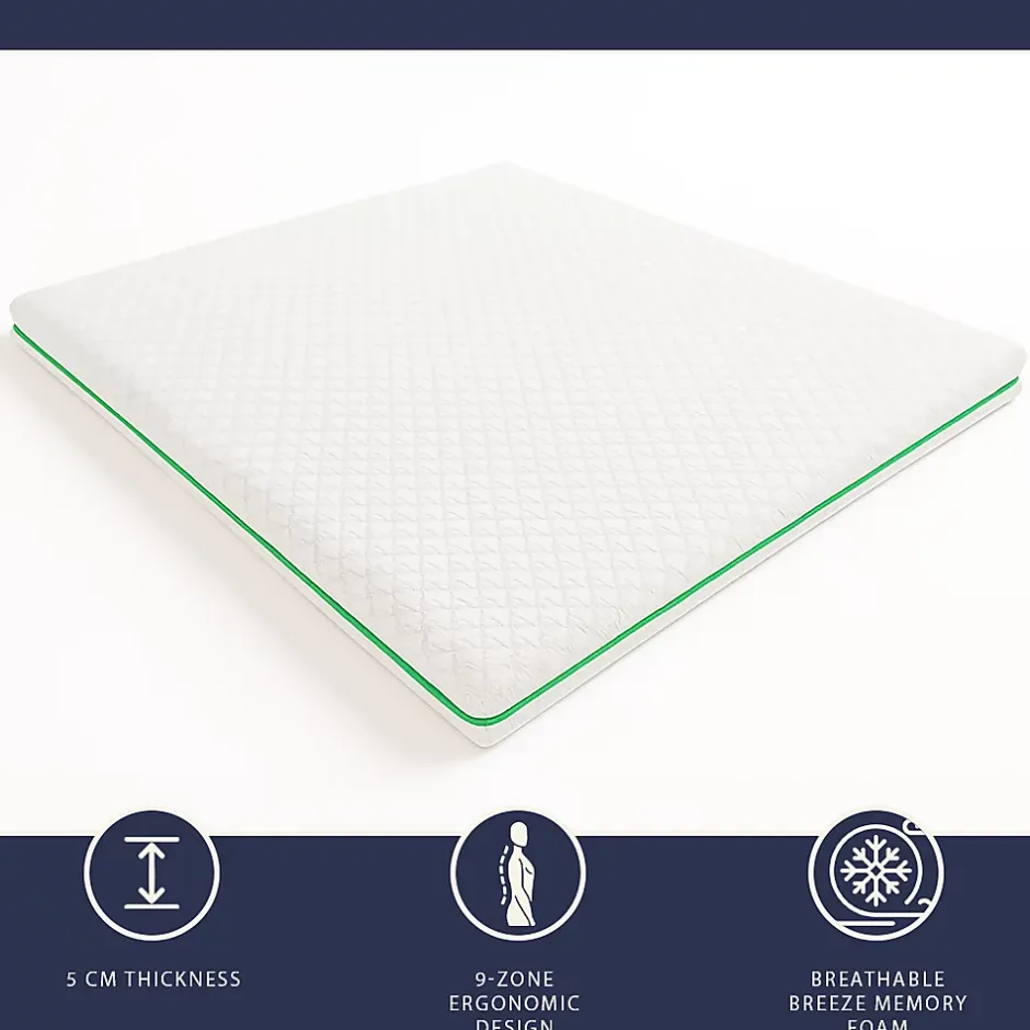 The White Stone Surmatelas 90x200 en Memory Foam Breeze à 9 Zones Discount
