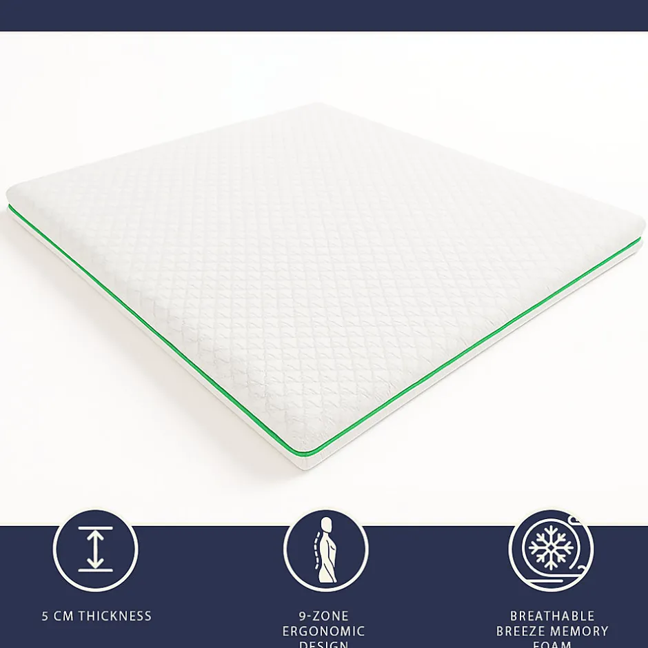 The White Stone Surmatelas 140x200 en Memory Foam Breeze à 9 Zones
