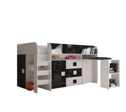 Abiks Meble TOLEDO 1 Lit superposé 203,3/106,6/125 (blanc/noir) Clearance