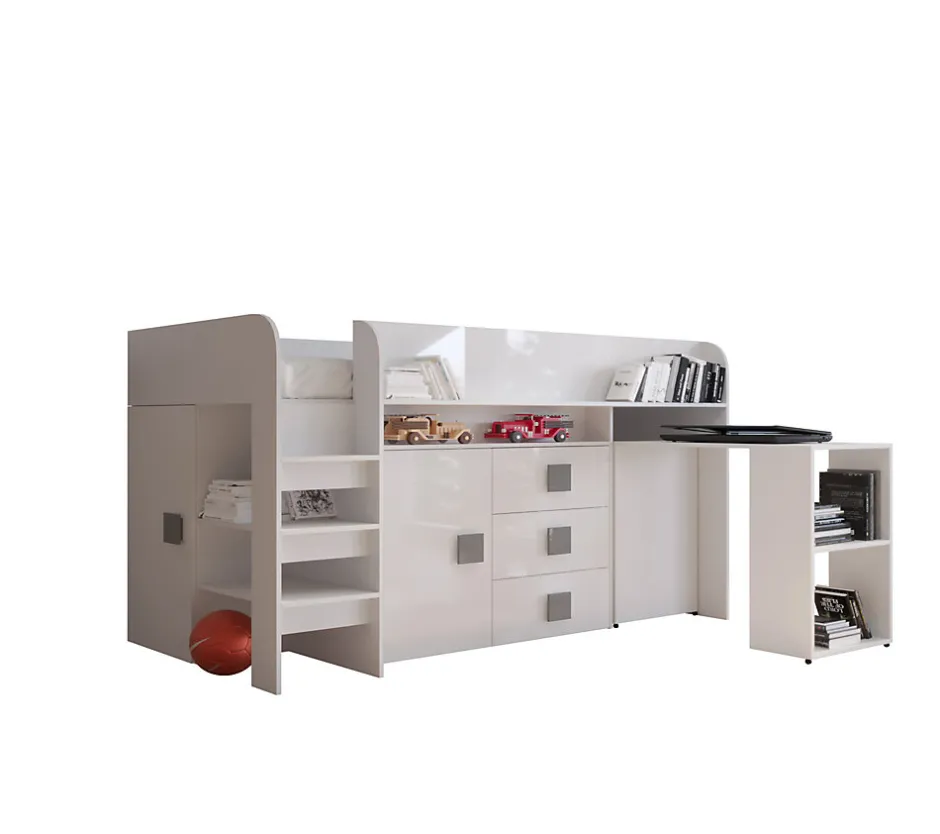 Enfant Abiks Meble TOLEDO 1 Lit superposé 203,3/106,6/125 (blanc/blanc/gris)