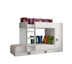 Enfant Abiks Meble TOLEDO 2 Lit superposé 203,3/106,6/125 (blanc/blanc/gris)