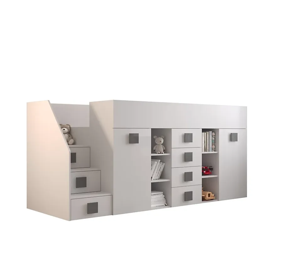 Abiks Meble TOLEDO 3L Lit superposé 248,5/123/93 (blanc/blanc/gris)