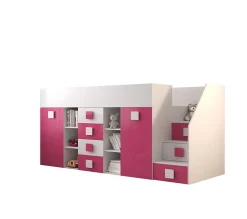 Abiks Meble TOLEDO 3P Lit superposé 248,5/123/93 (blanc/rose) Hot