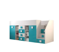Abiks Meble TOLEDO 3P Lit superposé 248,5/123/93 (blanc/turquoise) Best