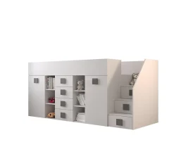 Enfant Abiks Meble TOLEDO 3P Lit superposé 248,5/123/93 (blanc/blanc/gris)