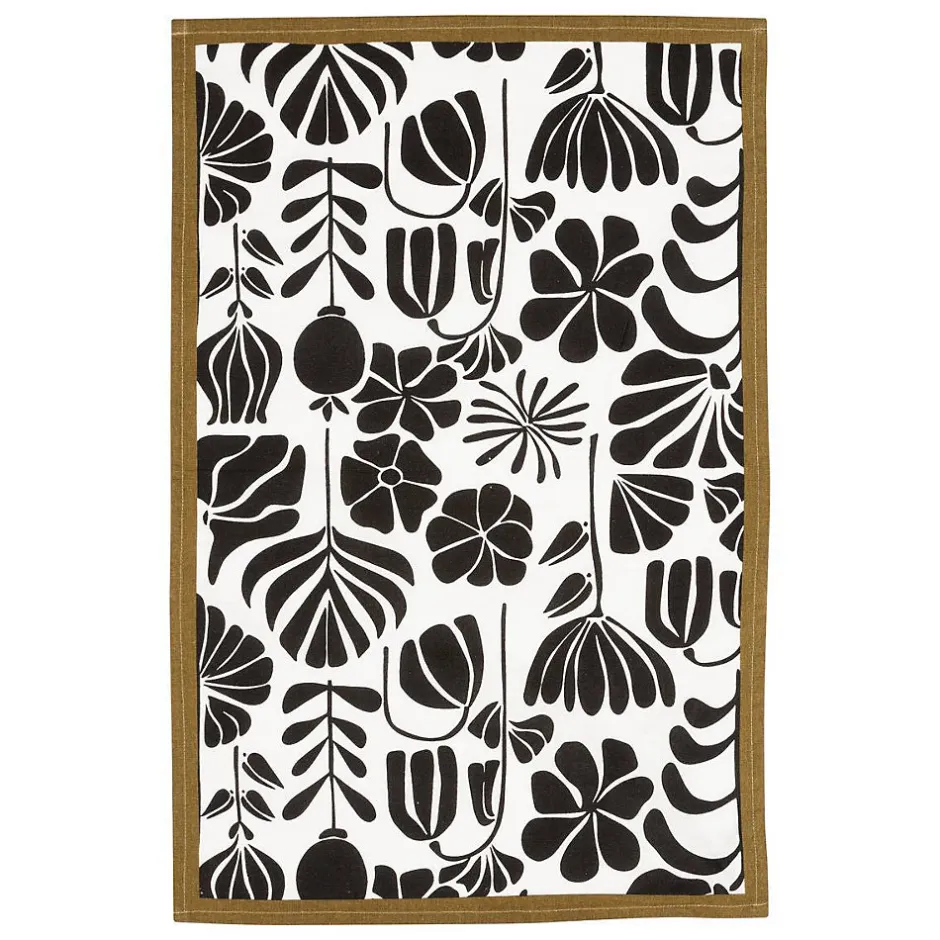 Atmosphera Créateur D'Intérieur Torchon imprimé Twisted lime coton noir & blanc 45x70cm - Atmosphera