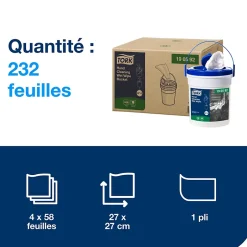 Tork Seau de Lingettes humides pour Nettoyage des mains blanc W14, sans parfum, 1 x 58 lingettes,190592 Best