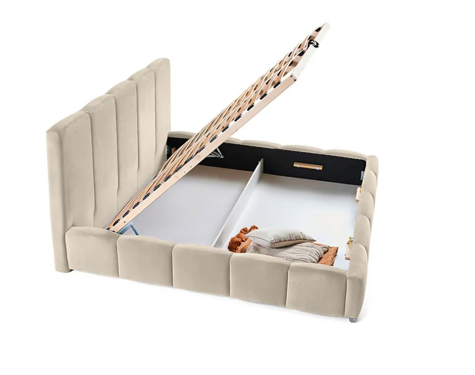 Best Mobilier Torreon - lit coffre - 180x200 - sommier inclus - en velours -
