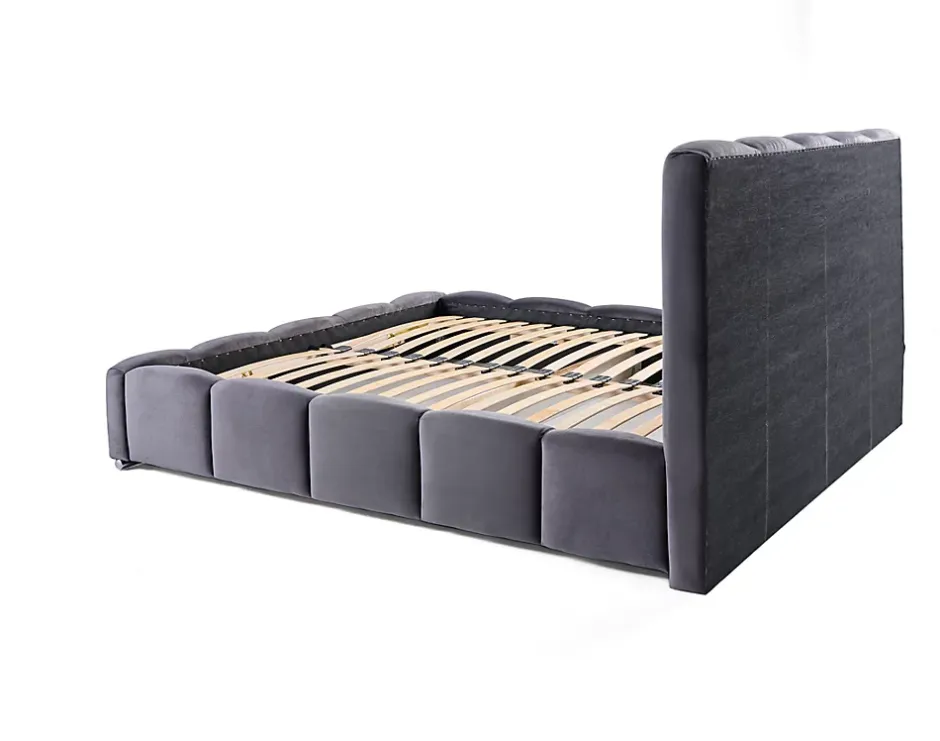 Best Mobilier Torreon - lit coffre - 140x200 - sommier inclus - en velours - Clearance