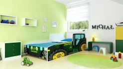 Kobi Tracteur lit simple vert 160x80 avec matelas Discount