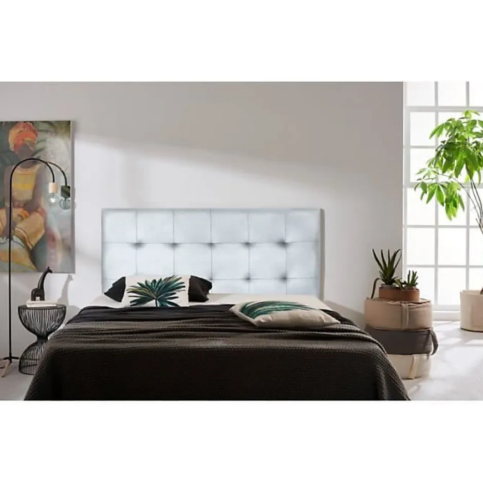 Eccox Tête de lit - Aster - Similicuir argenté - 160 cm - Design contemporain - Garantie 2 ans New