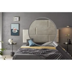 Eccox Tête de lit 120 Bricks Tissu Anti-Tache 152x57x5 Effet Granit Blanc Cassé. Clearance