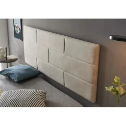 Eccox Tête de lit 80 Briques Tissu Anti-Tache 112x57x5 Effet Granit Blanc Cassé. Hot
