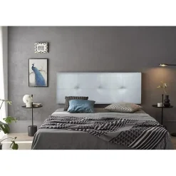 Eccox Tête de lit - Cala - Similicuir argenté - 145 cm - Rembourrage en mousse HR - Fabriqué en Espagne Online